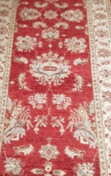 Běhoun červený s květinami 80x270cm