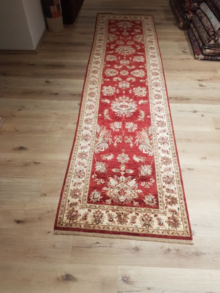 Běhoun červený s květinami 80x270cm